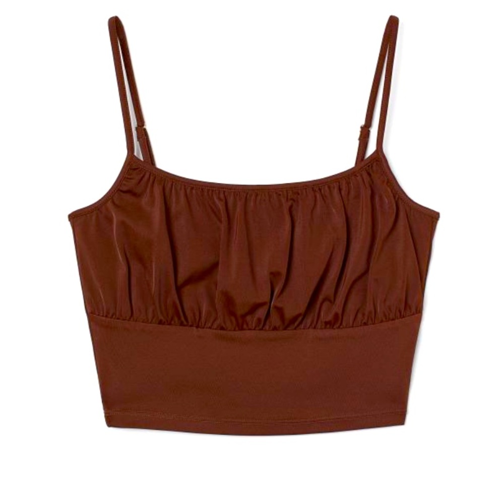 Brown ruffled crop top